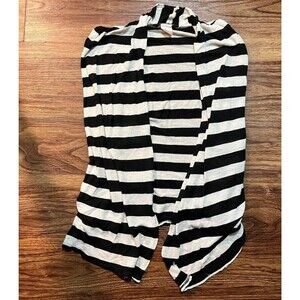 Mi-In Sleeveless Open Front Cardigan Black Striped Lightweight Top Womens Medium